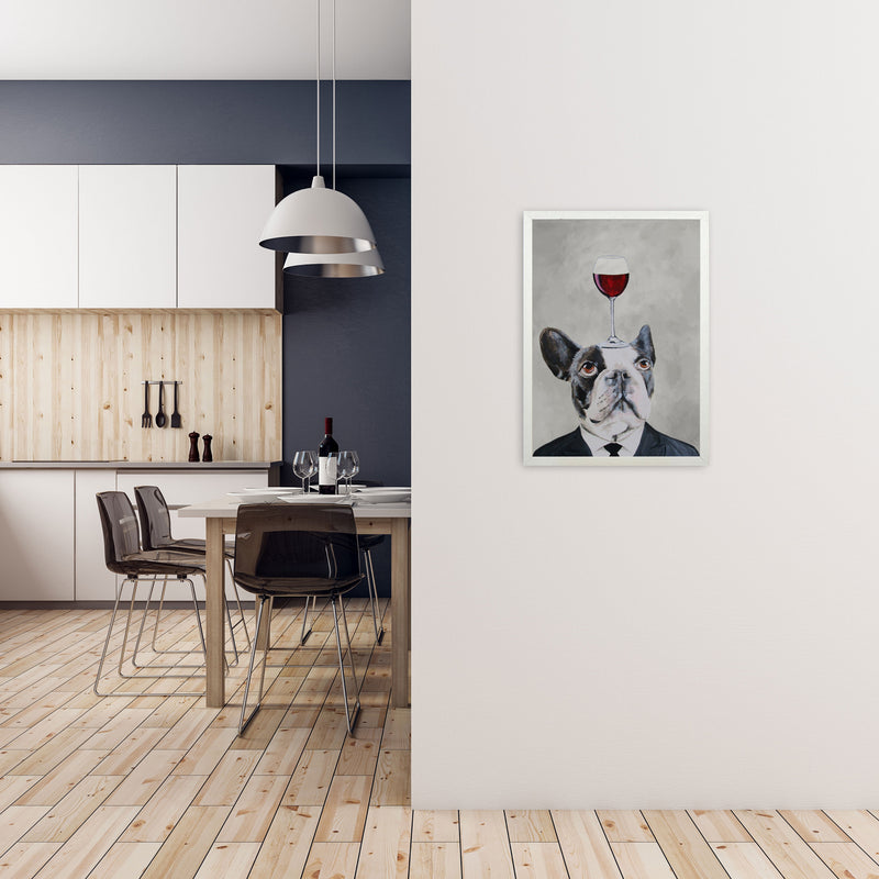 French Bulldog With Wineglass Art Print by Coco Deparis A2 Oak Frame
