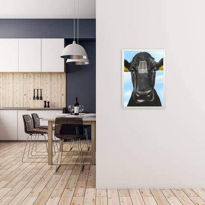Cow Barcode 01 Art Print by Coco Deparis A2 Oak Frame