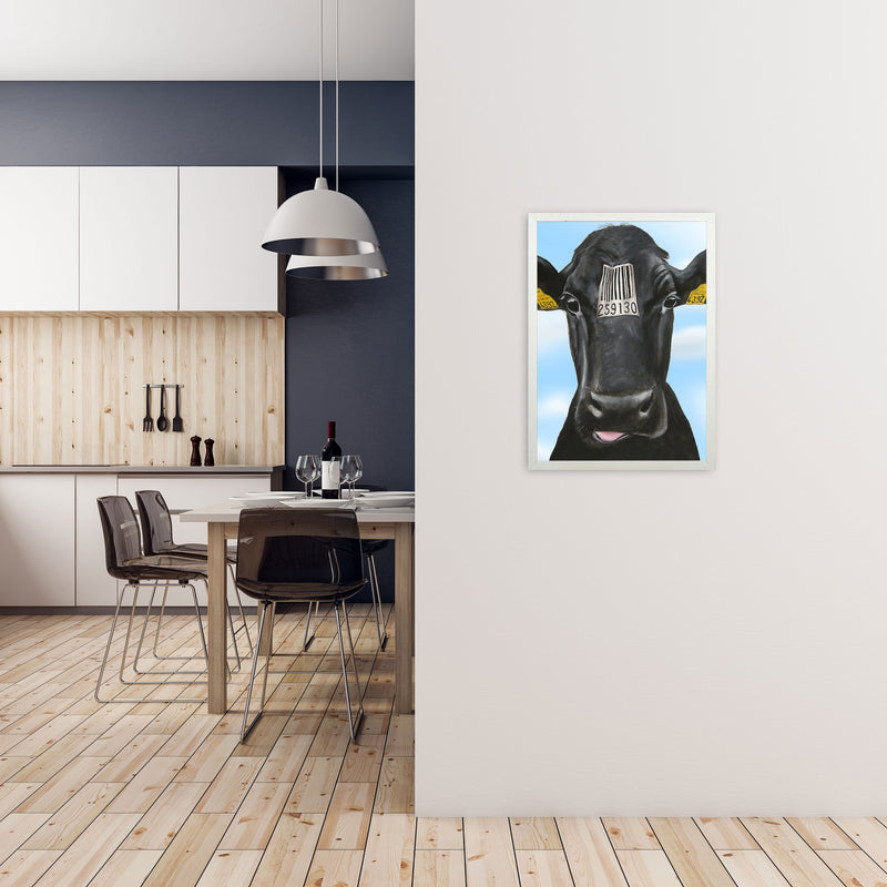 Cow Barcode 01 Art Print by Coco Deparis A2 Oak Frame