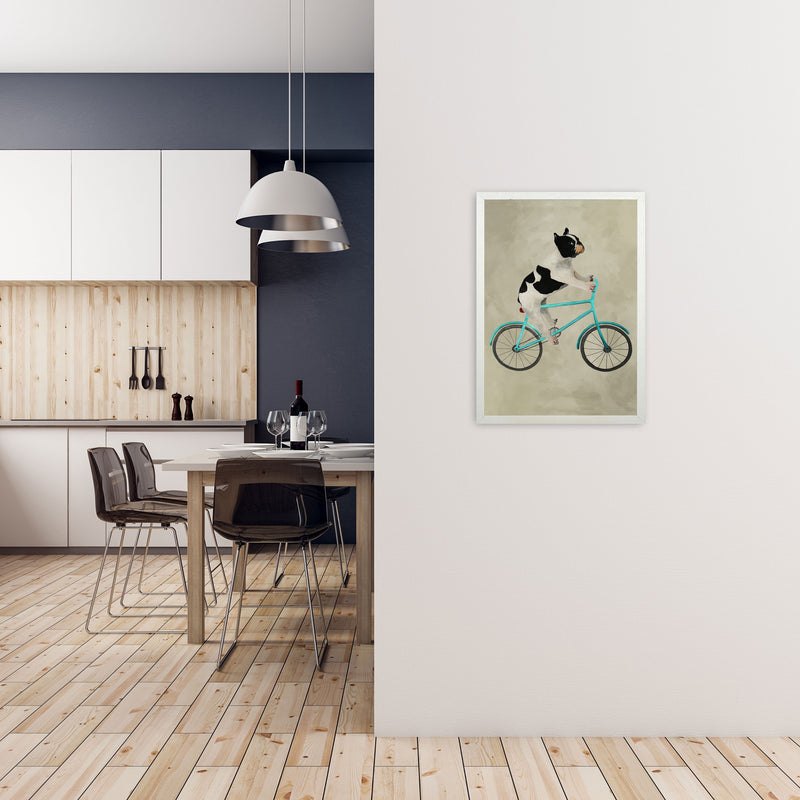 Bulldog On Bicycle Art Print by Coco Deparis A2 Oak Frame