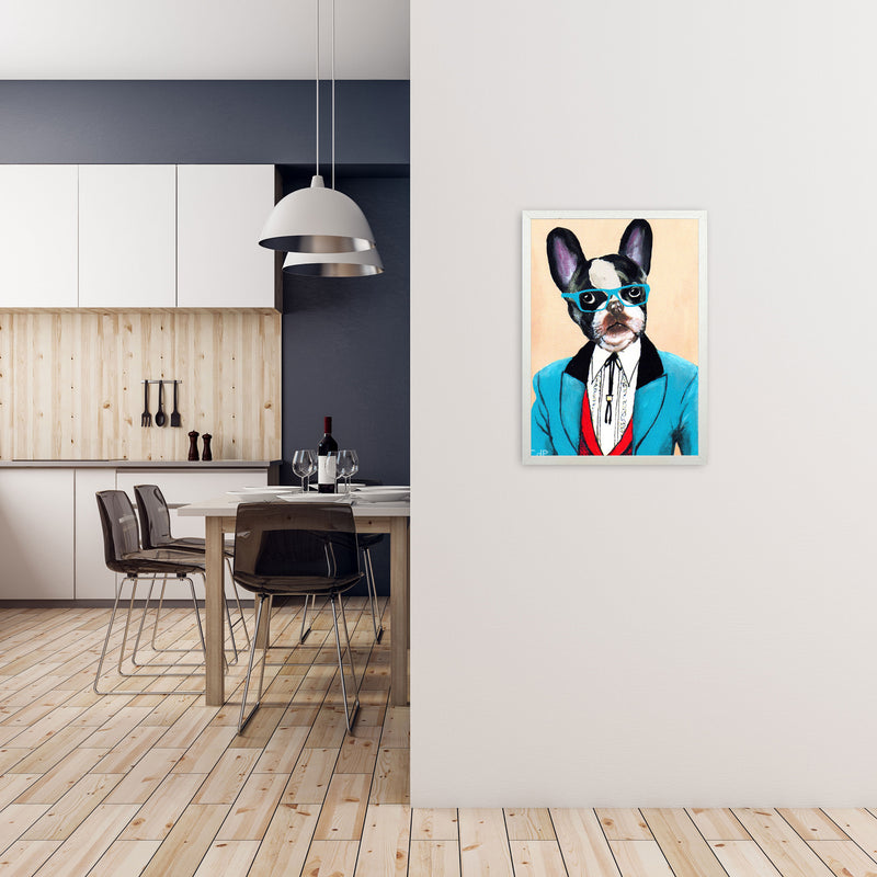 Bulldog 03 Art Print by Coco Deparis A2 Oak Frame