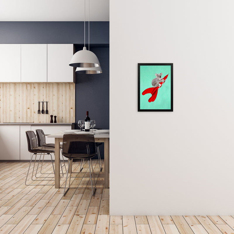 Koala On A Rocket Art Print by Coco Deparis A3 White Frame