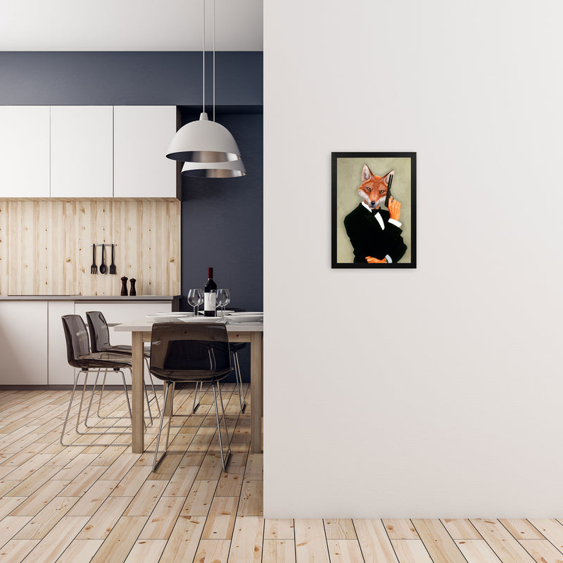 James Bond Fox Art Print by Coco Deparis A3 White Frame