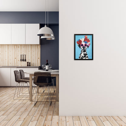 Fashion Dalmatian Blue Art Print by Coco Deparis A3 White Frame