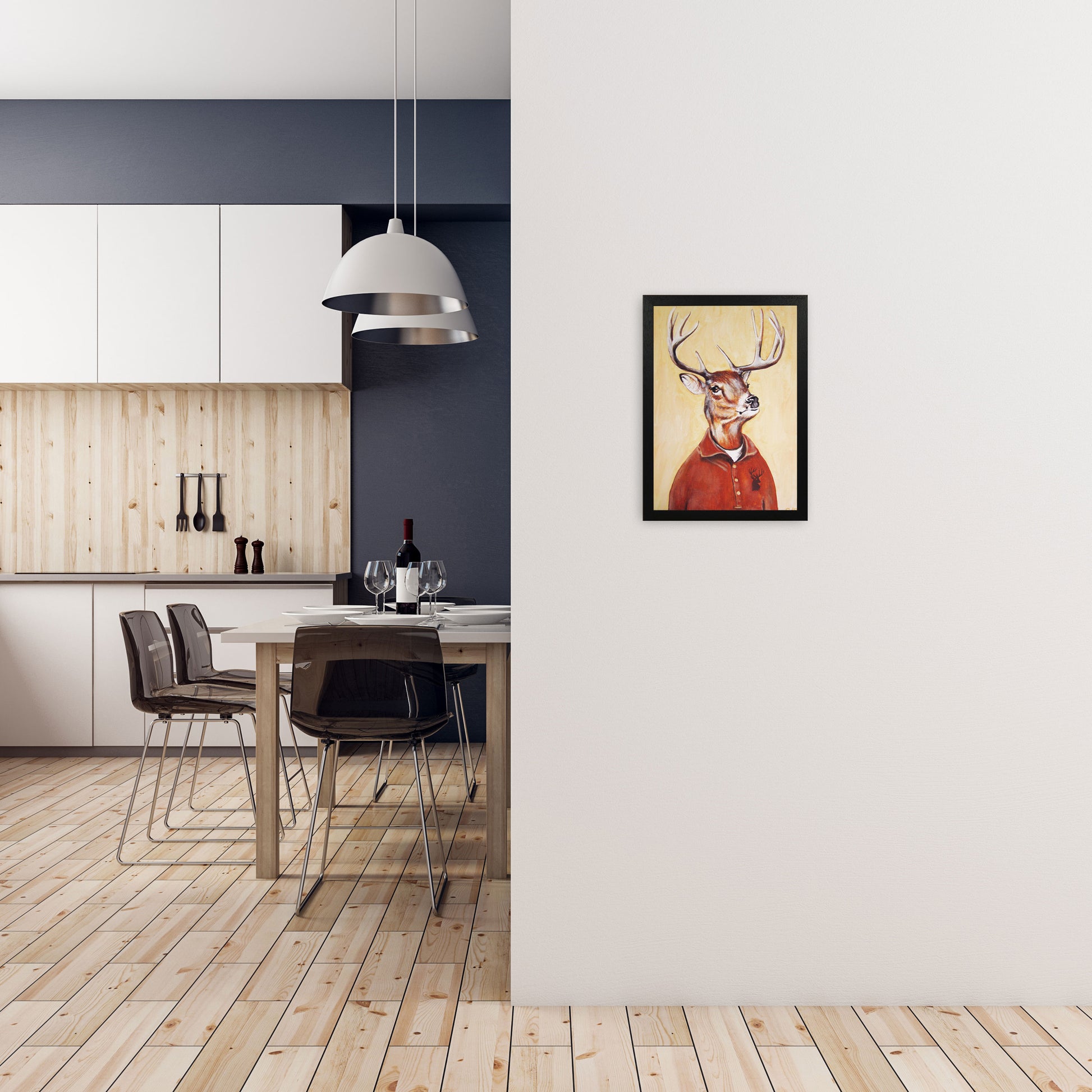Deer 01 Art Print by Coco Deparis A3 White Frame
