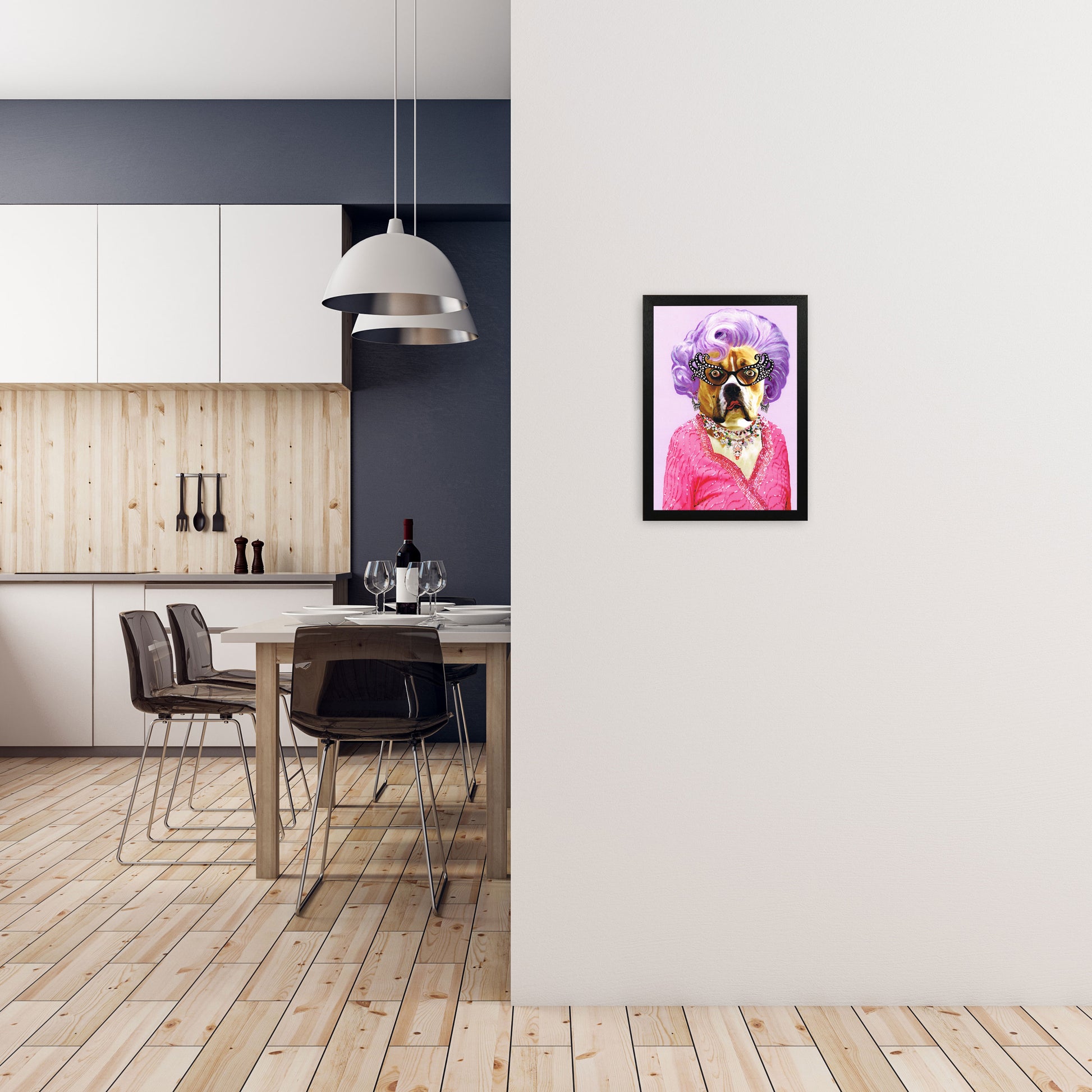 Dame Edna Art Print by Coco Deparis A3 White Frame