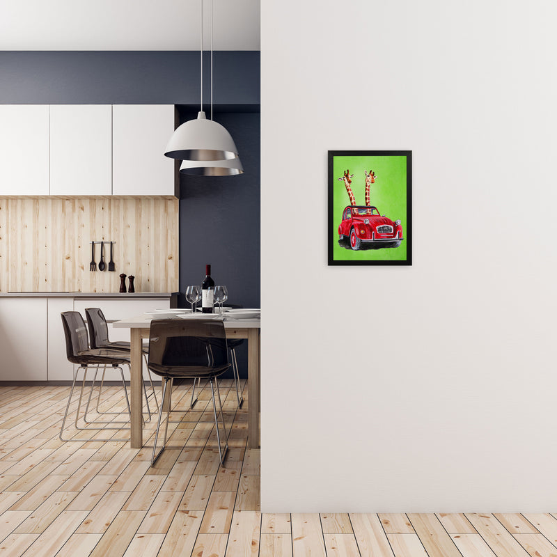 2 Giraffes In Car 2 Art Print by Coco Deparis A3 White Frame
