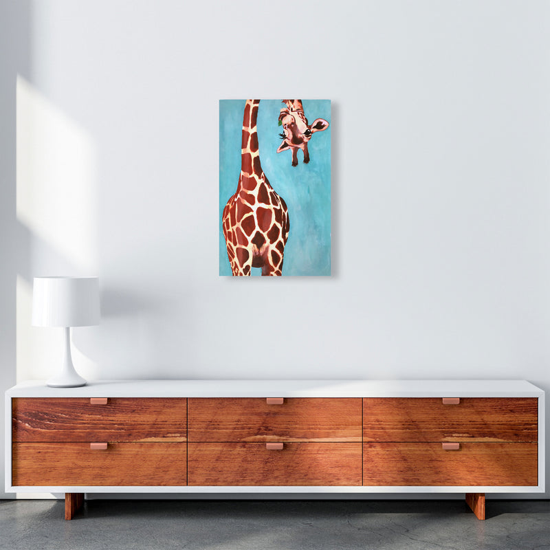 Giraffes With Green Leave Art Print by Coco Deparis A3 Canvas