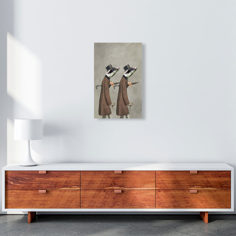 Badgers With Umbrellas Art Print by Coco Deparis A3 Canvas