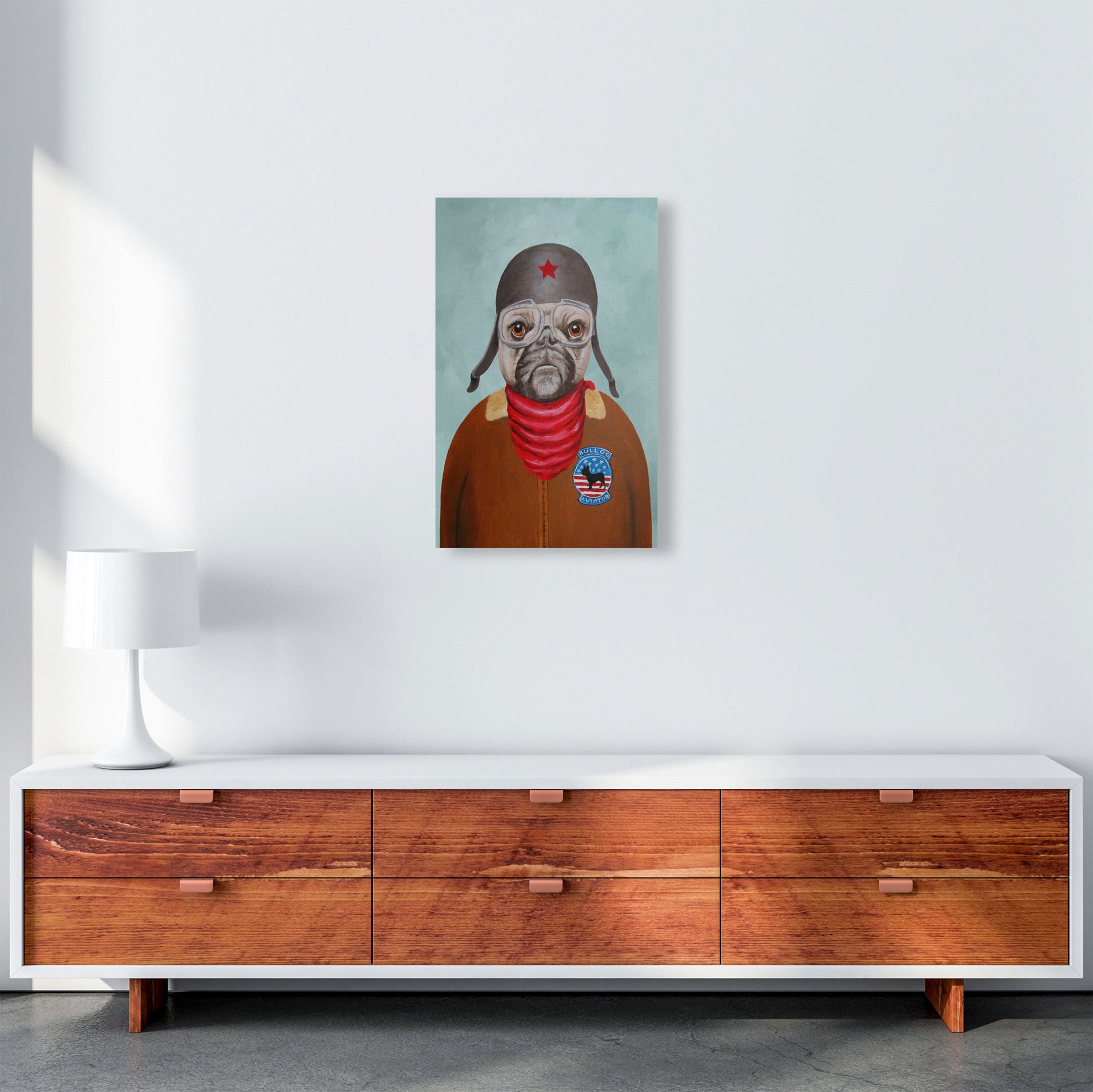 Bulldog With Helmet Art Print by Coco Deparis A3 Canvas