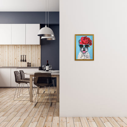 Fashion Bulldog Blue Art Print by Coco Deparis A3 Print Only
