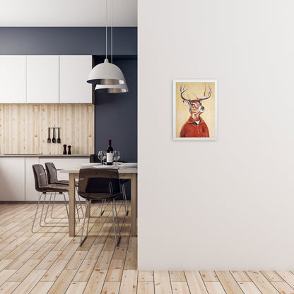 Deer 01 Art Print by Coco Deparis A3 Oak Frame