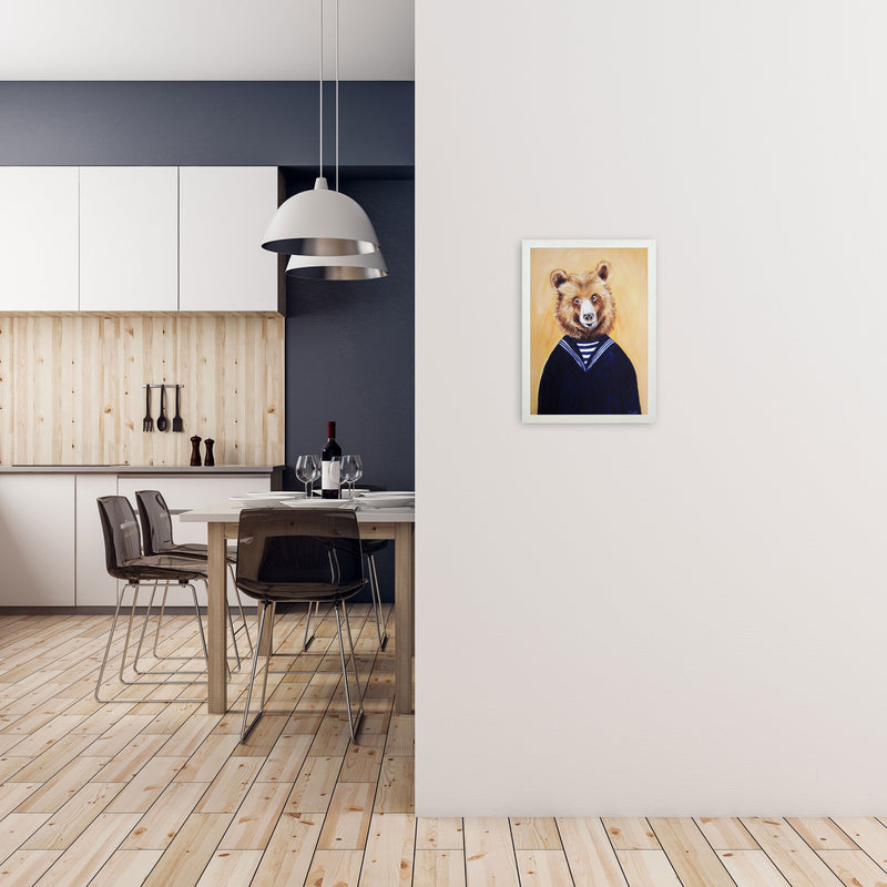 Bear Art Print by Coco Deparis A3 Oak Frame