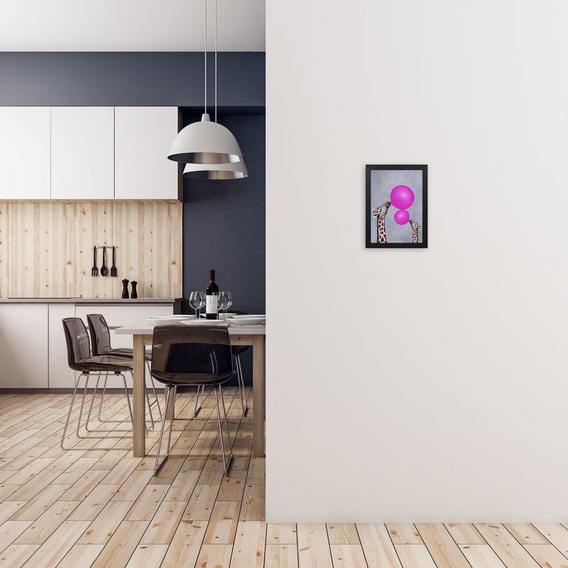 Giraffes With Bubblegum 3 Art Print by Coco Deparis A4 White Frame