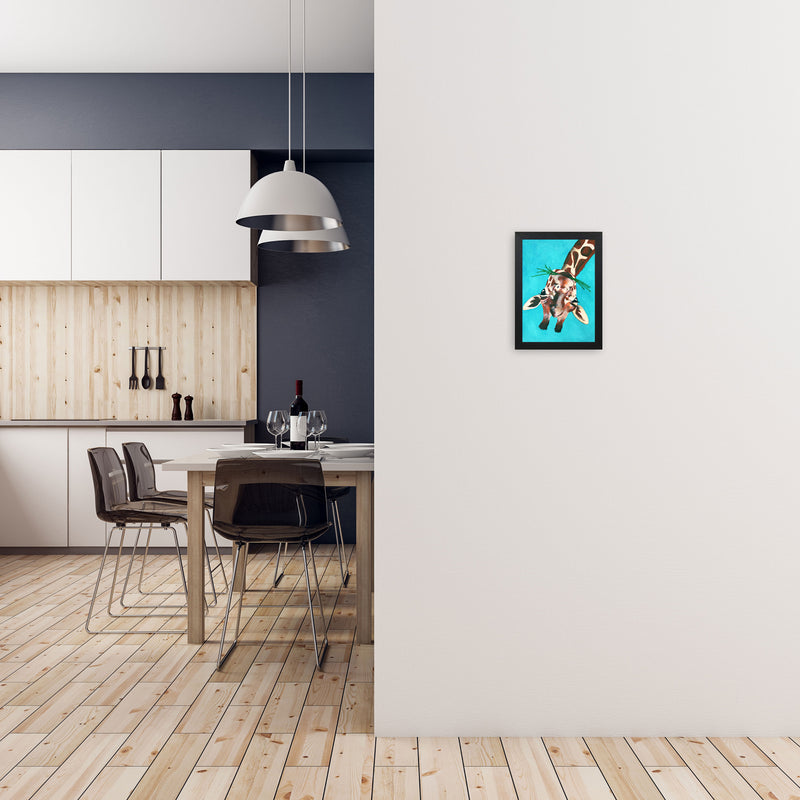 Giraffe Upside Down Art Print by Coco Deparis A4 White Frame