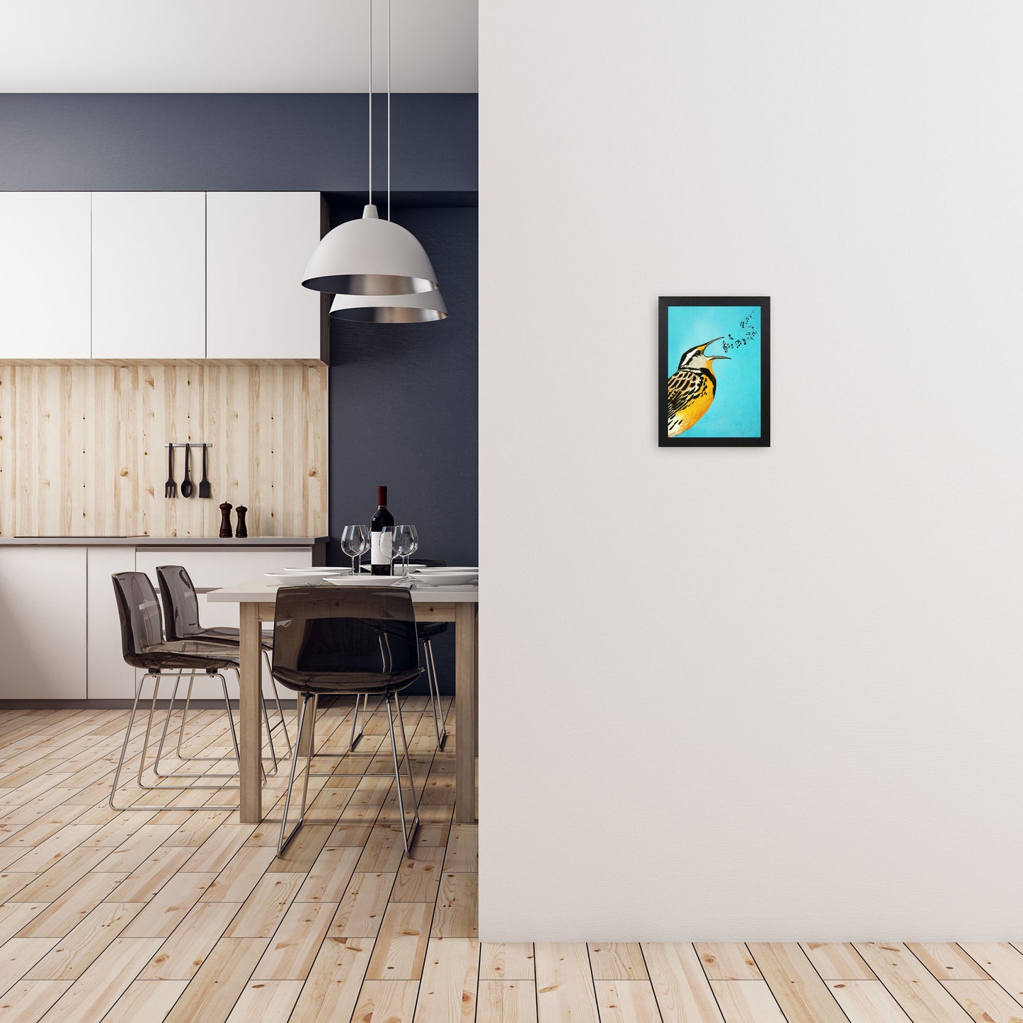 Bird Singing 02 Art Print by Coco Deparis A4 White Frame