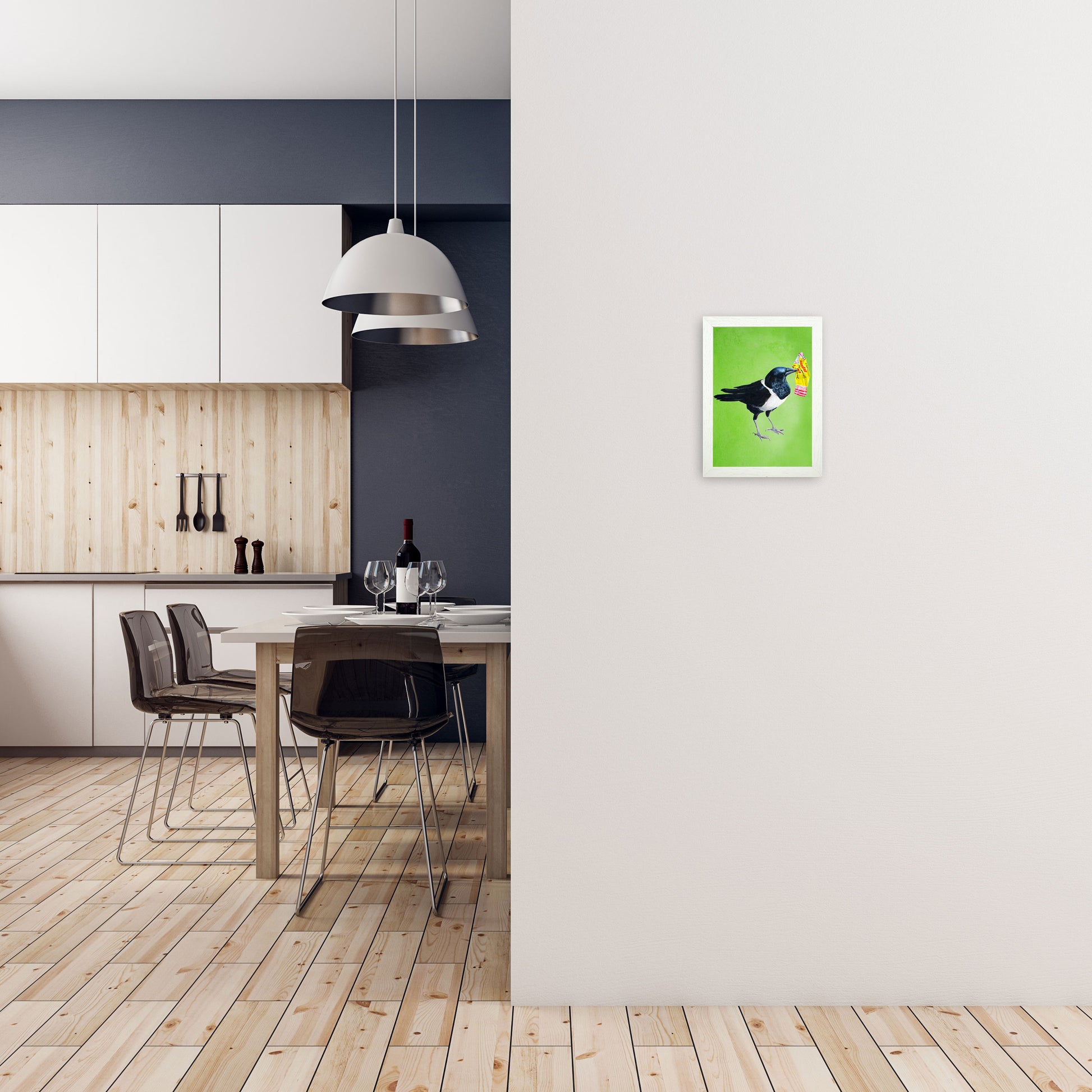 Bird With Sweet Paper Art Print by Coco Deparis A4 Oak Frame