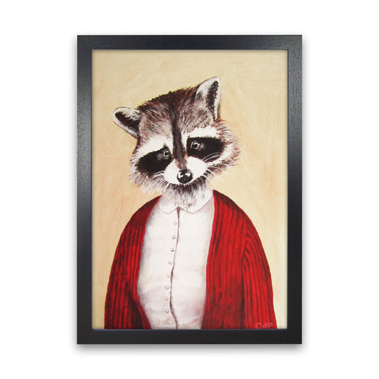 Racoon Art Print by Coco Deparis Black Grain