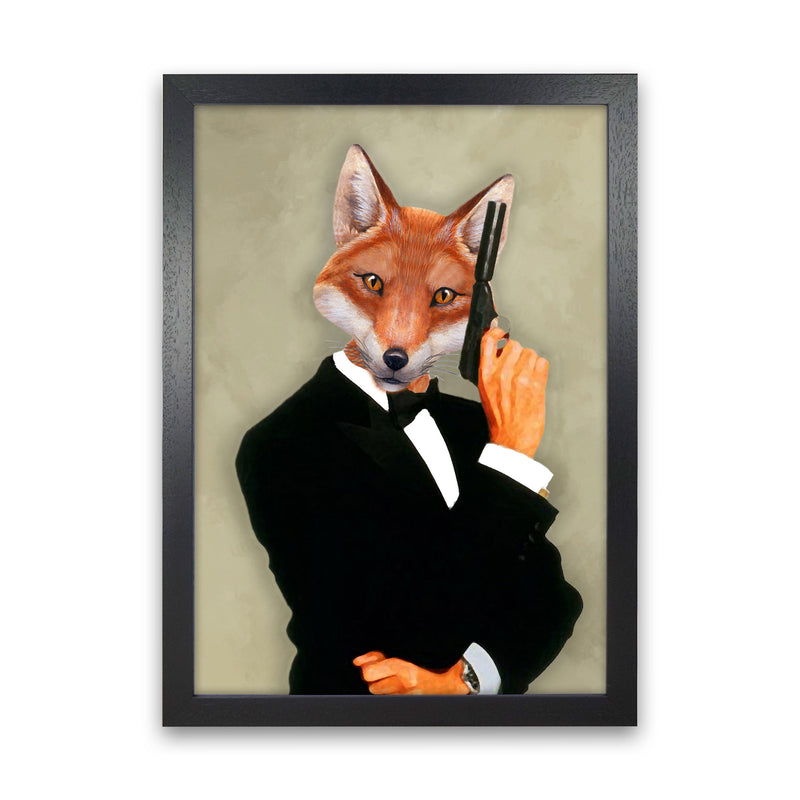James Bond Fox Art Print by Coco Deparis Black Grain