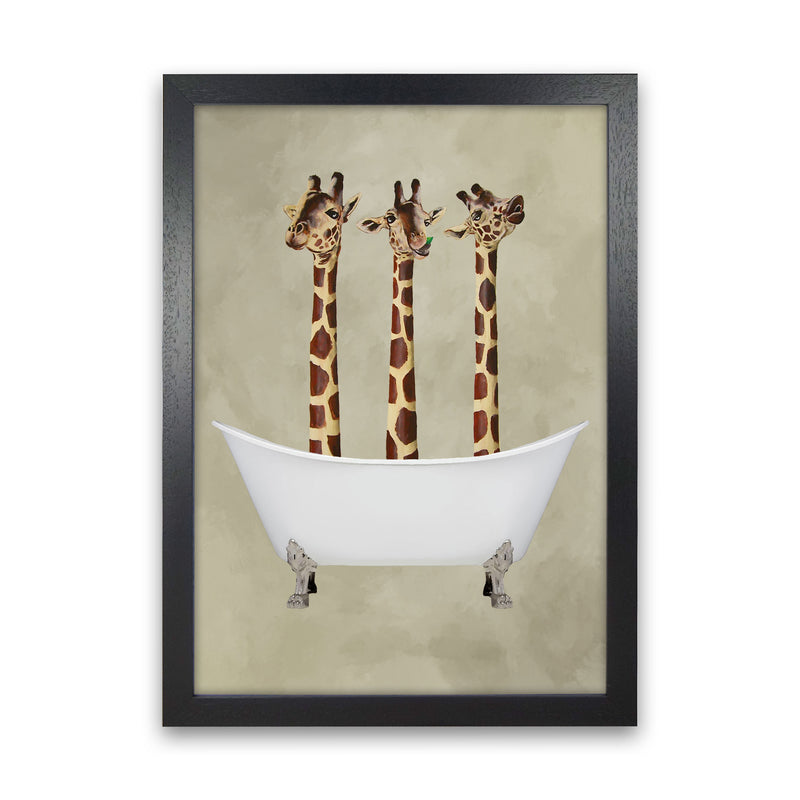 Giraffes In Bathtub Art Print by Coco Deparis Black Grain