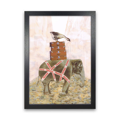 Elephant With Goose Art Print by Coco Deparis Black Grain