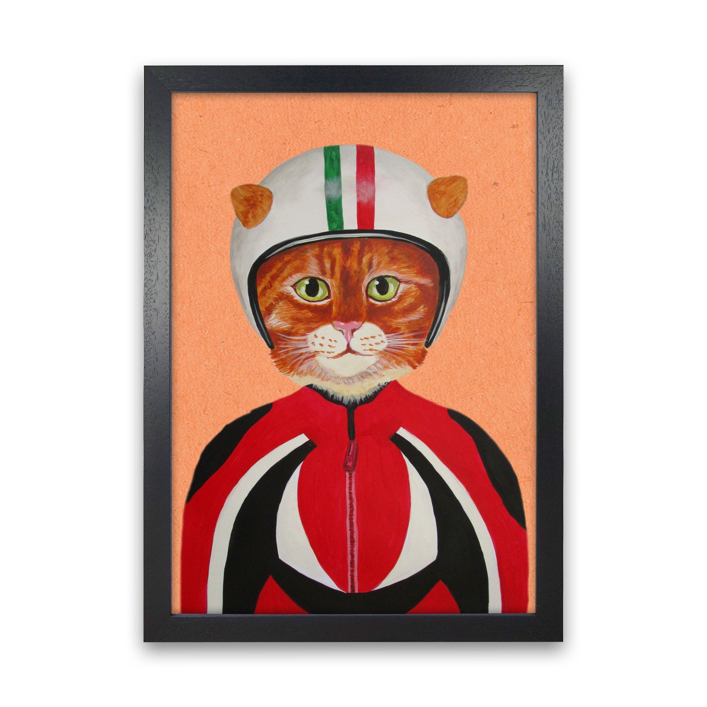 Cat With Helmet Art Print by Coco Deparis Black Grain