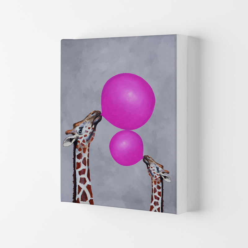 Giraffes With Bubblegum 3 Art Print by Coco Deparis Canvas