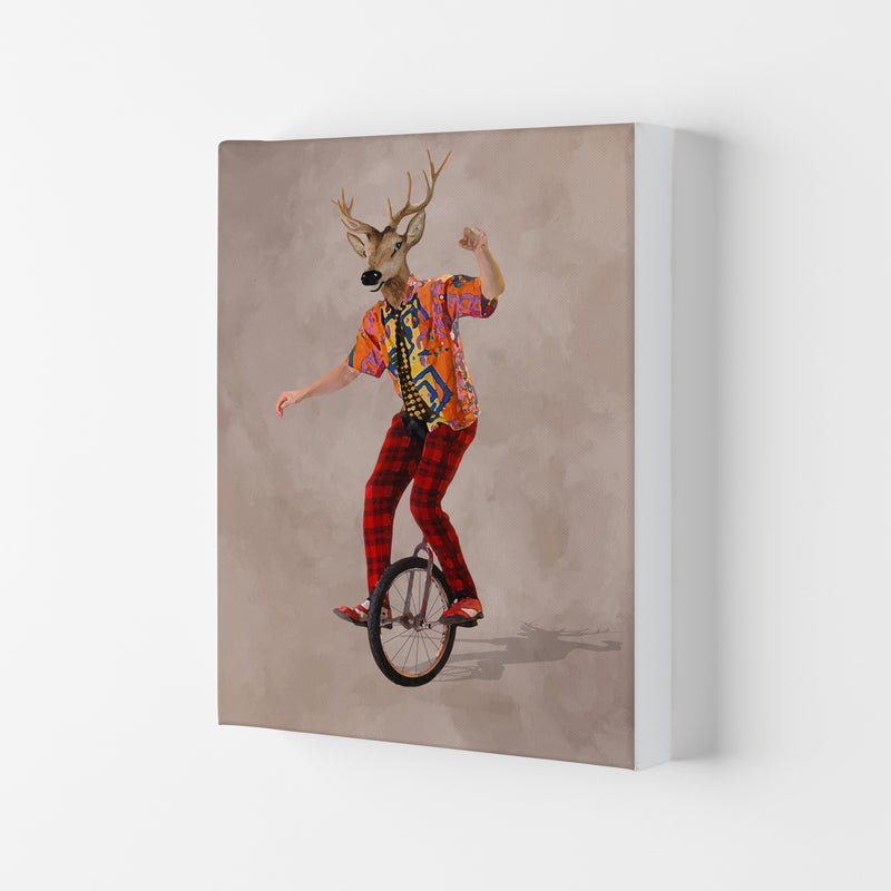 Deer On One Wheel Art Print by Coco Deparis Canvas