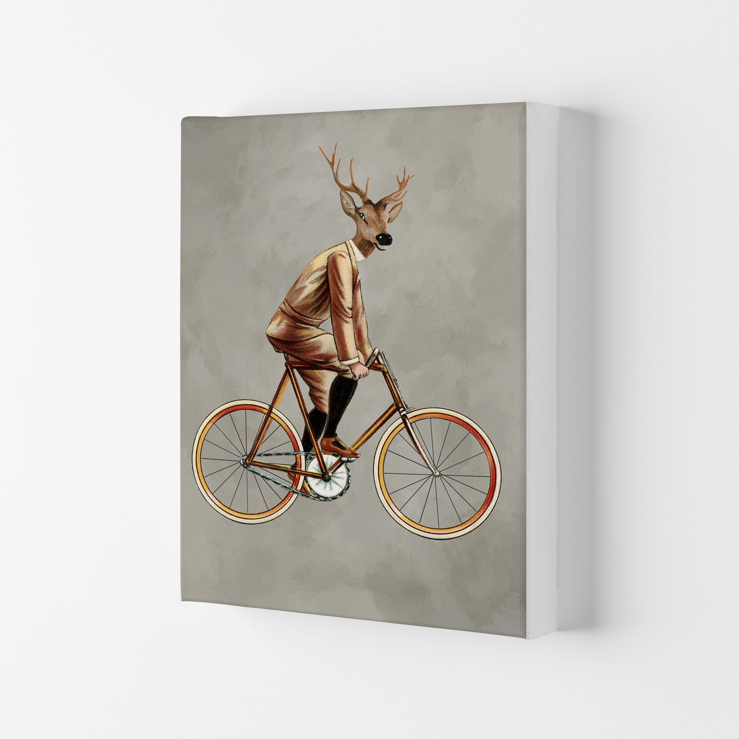 Deer On Bicycle 2 Art Print by Coco Deparis Canvas