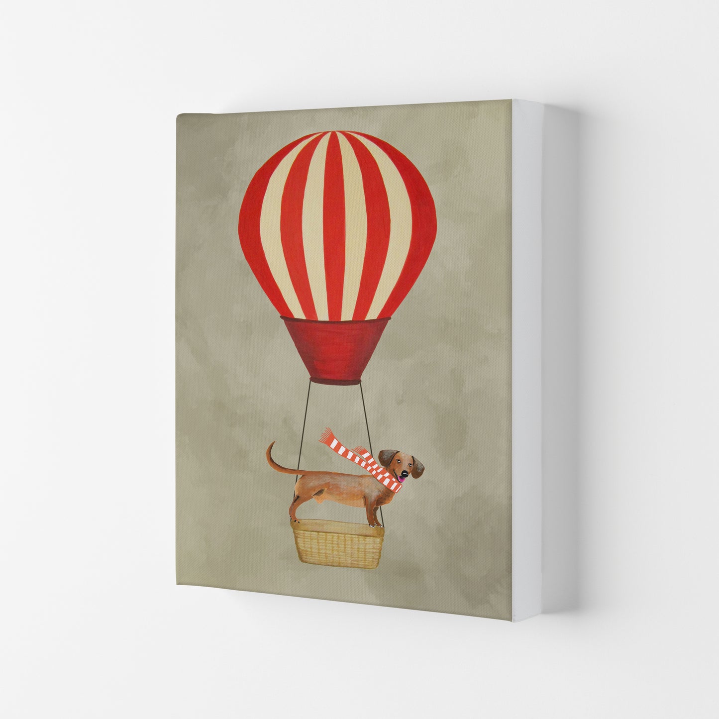 Daschund With Airballoon Art Print by Coco Deparis Canvas