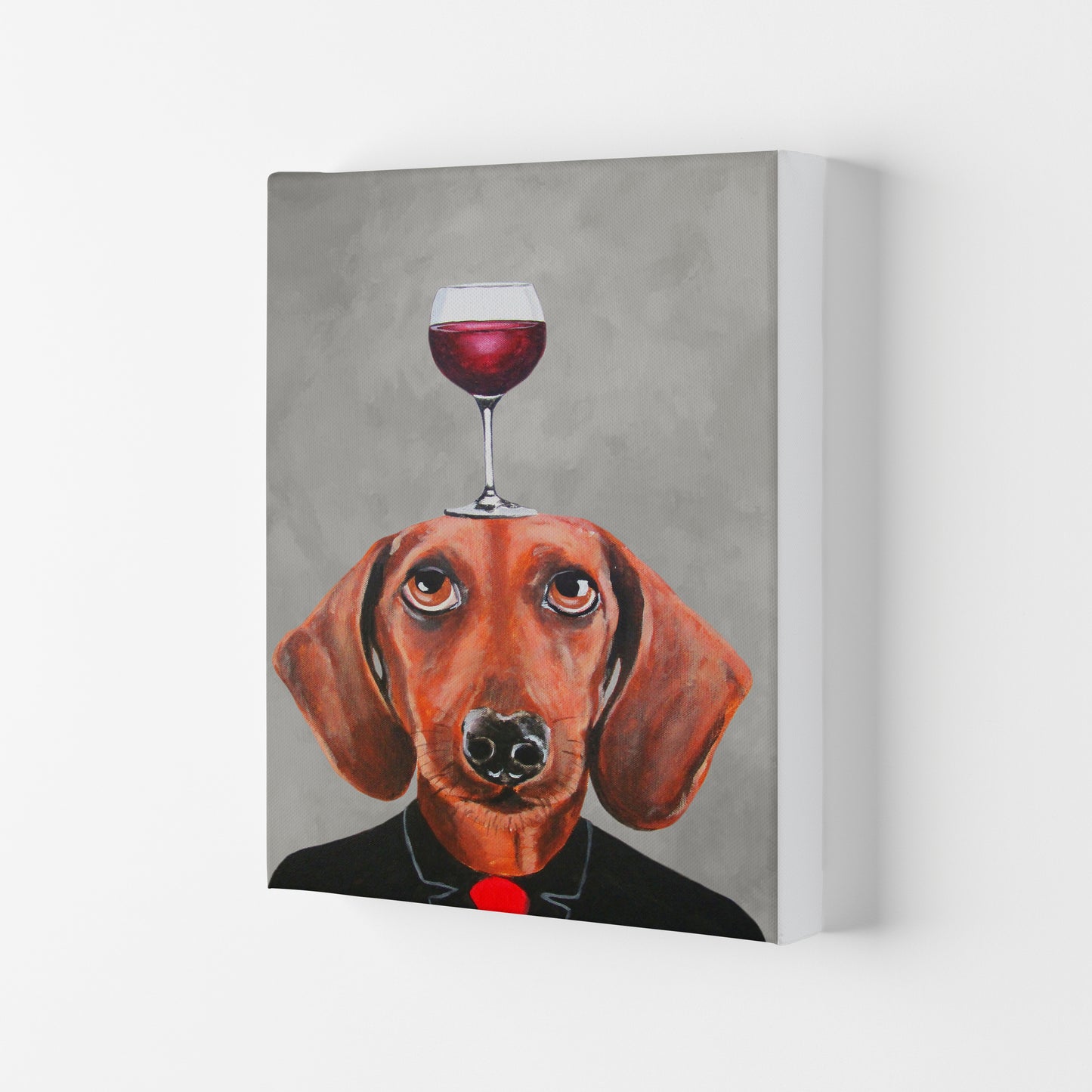 Daschund With Wineglass Art Print by Coco Deparis Canvas