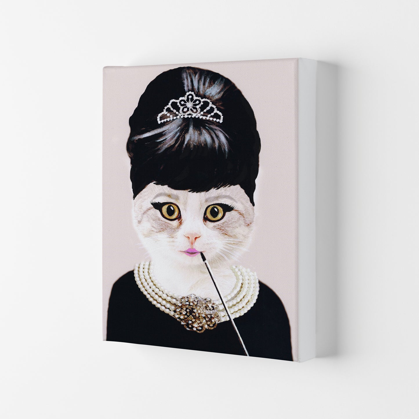Audrey Hepburn Cat Art Print by Coco Deparis Canvas