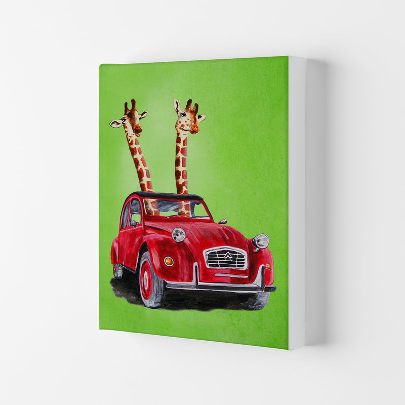 2 Giraffes In Car 2 Art Print by Coco Deparis Canvas