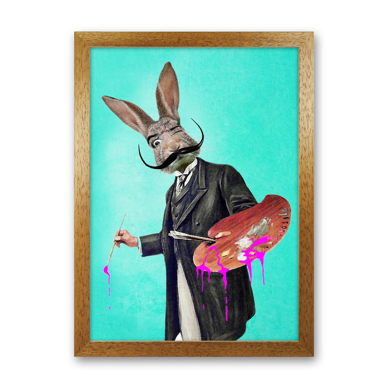 Rabbit Painter Art Print by Coco Deparis Oak Grain