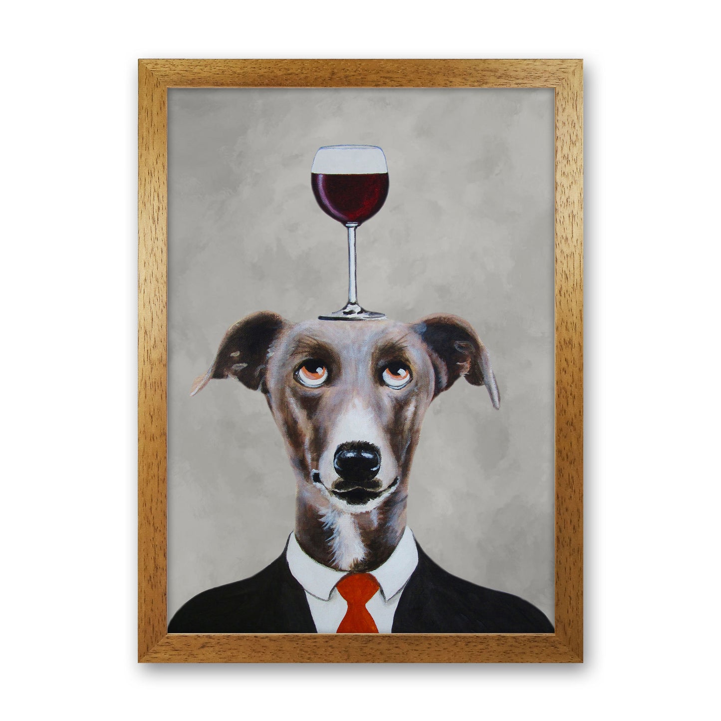 Greyhound With Wineglass Art Print by Coco Deparis Oak Grain