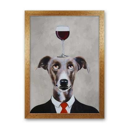 Greyhound With Wineglass Art Print by Coco Deparis Oak Grain