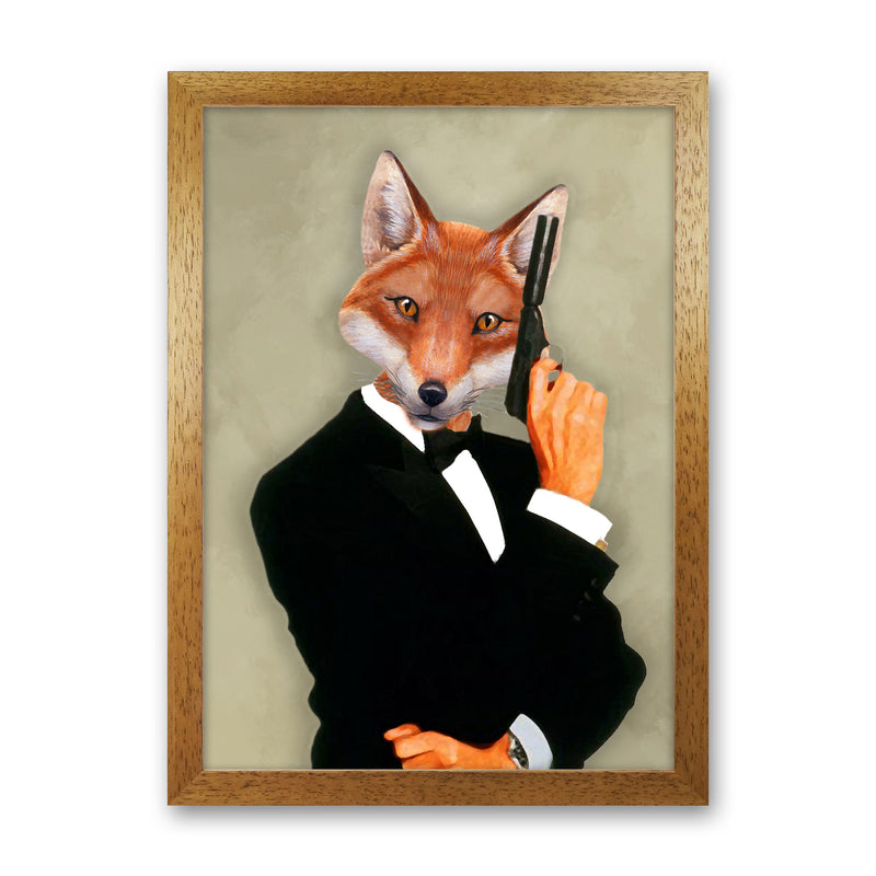 James Bond Fox Art Print by Coco Deparis Oak Grain