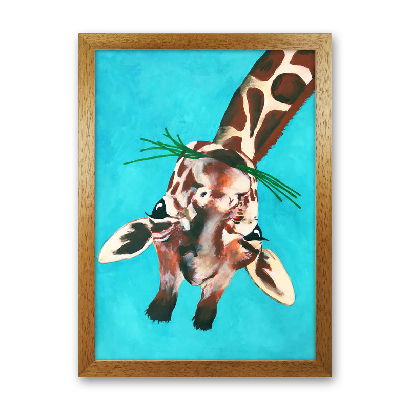 Giraffe Upside Down Art Print by Coco Deparis Oak Grain