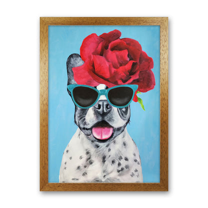 Fashion Bulldog Blue Art Print by Coco Deparis Oak Grain