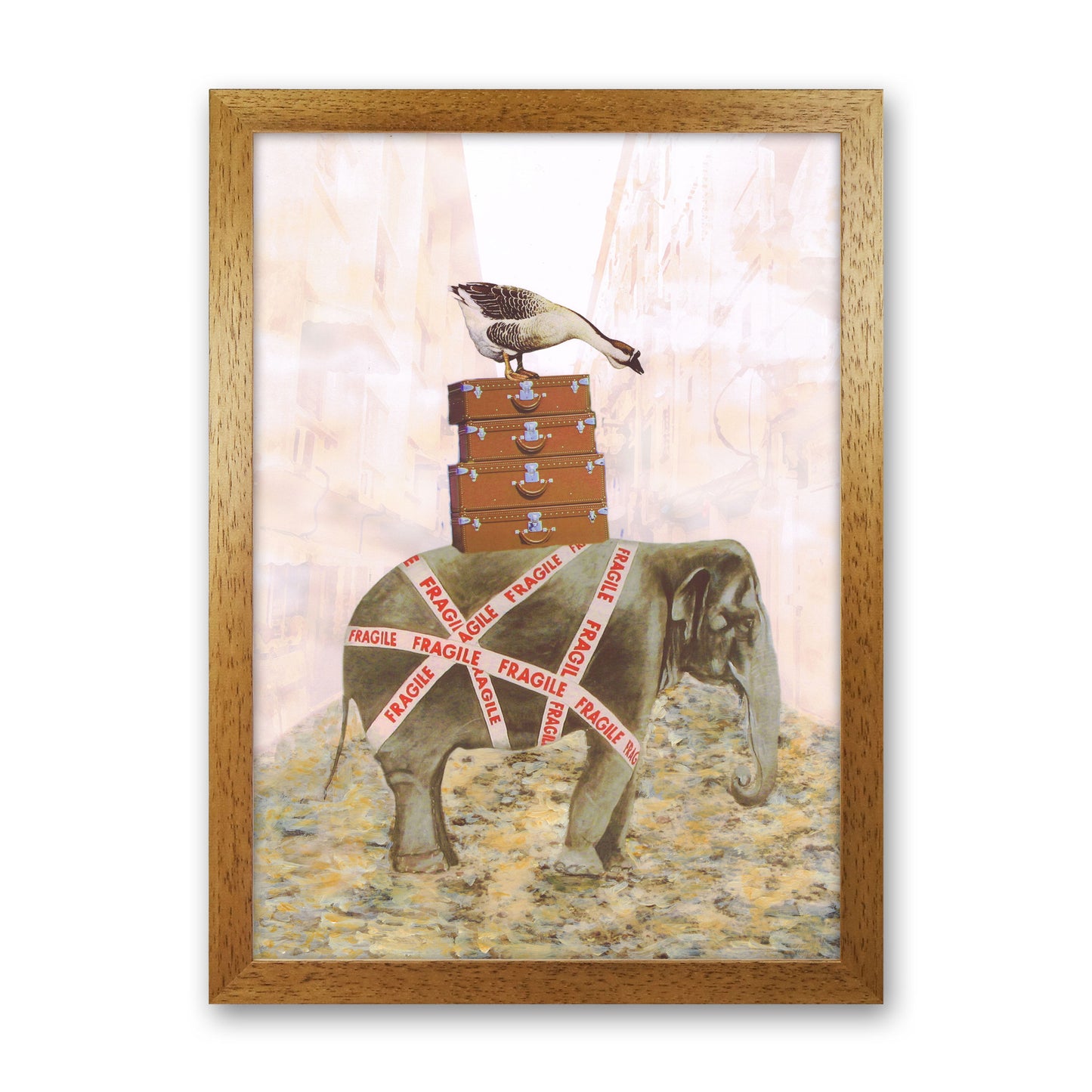 Elephant With Goose Art Print by Coco Deparis Oak Grain