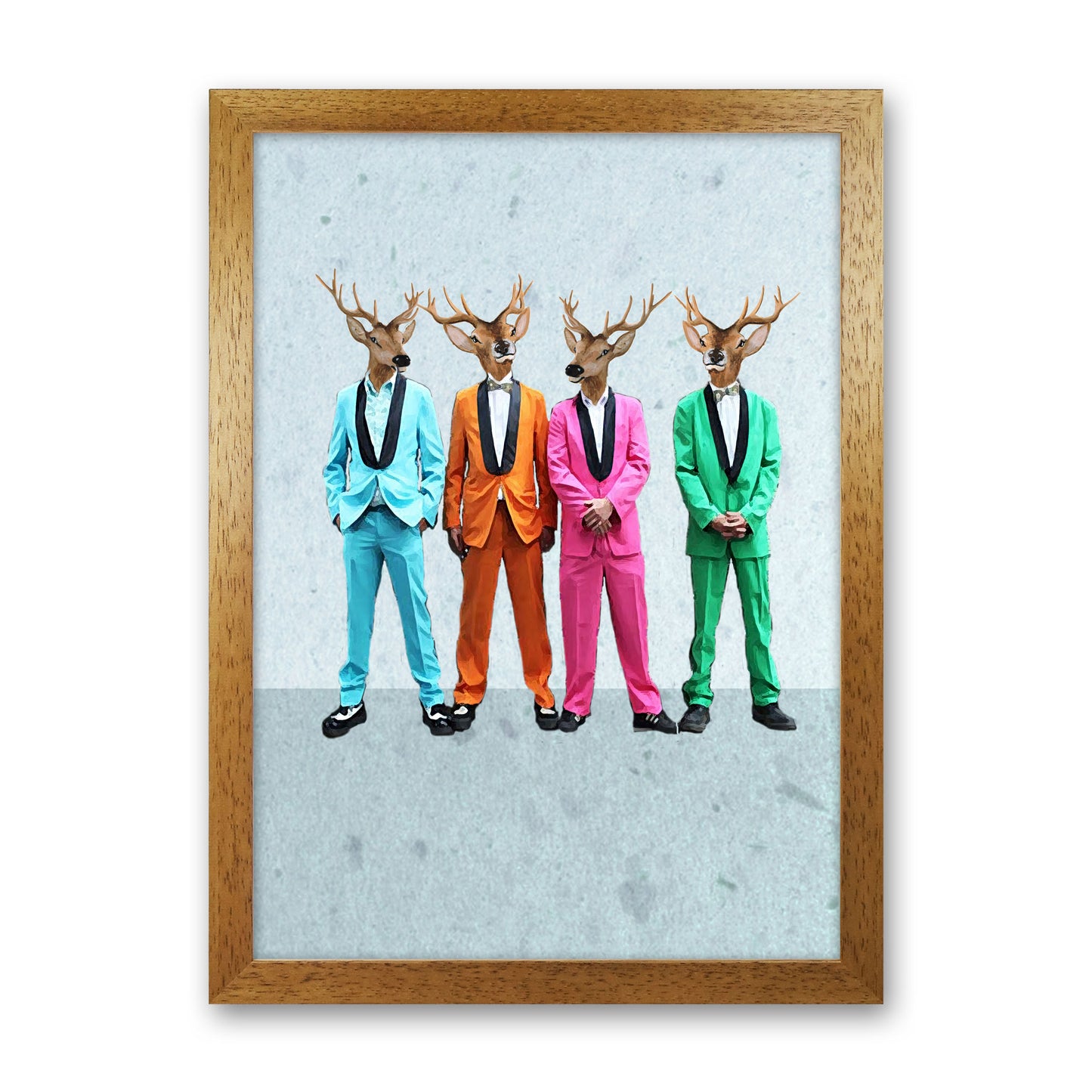 Deer Rock And Roll 2 Art Print by Coco Deparis Oak Grain