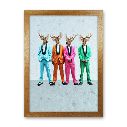 Deer Rock And Roll 2 Art Print by Coco Deparis Oak Grain