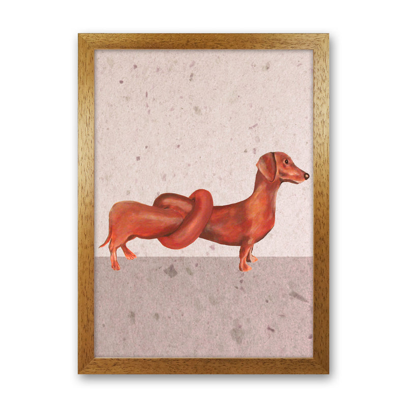 Daschund Knotted Art Print by Coco Deparis Oak Grain