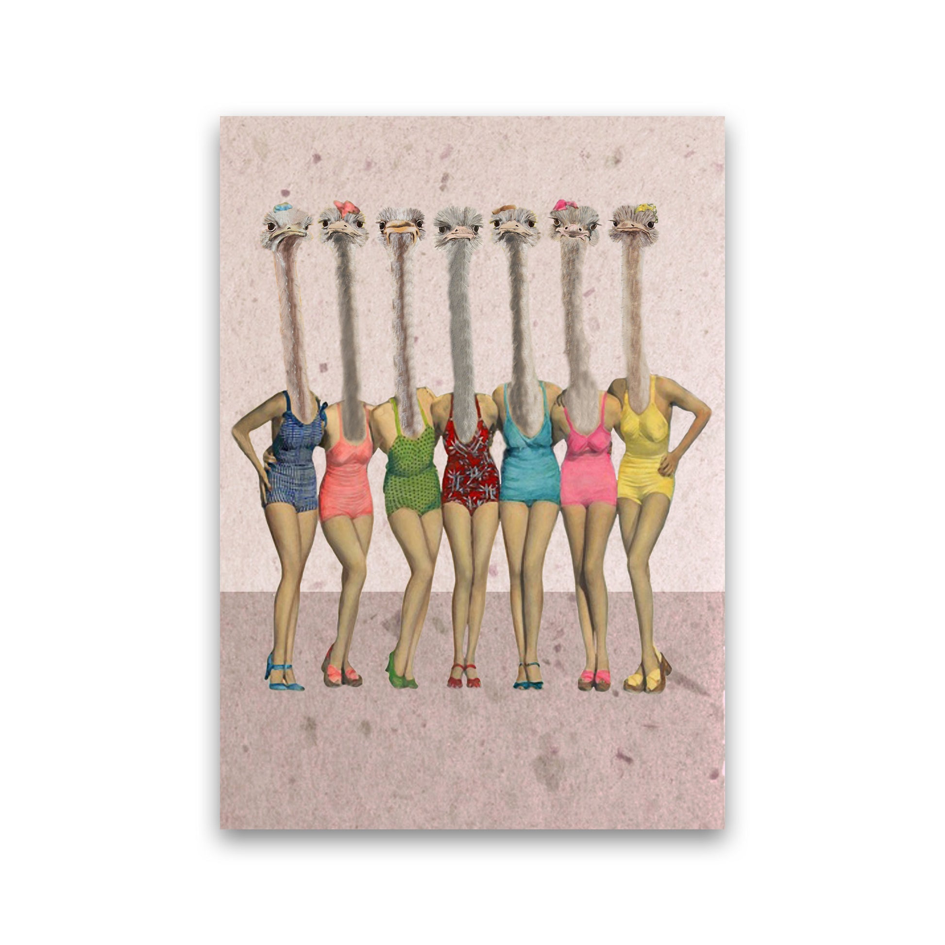 Ostriches In Bathsuites Art Print by Coco Deparis Print Only