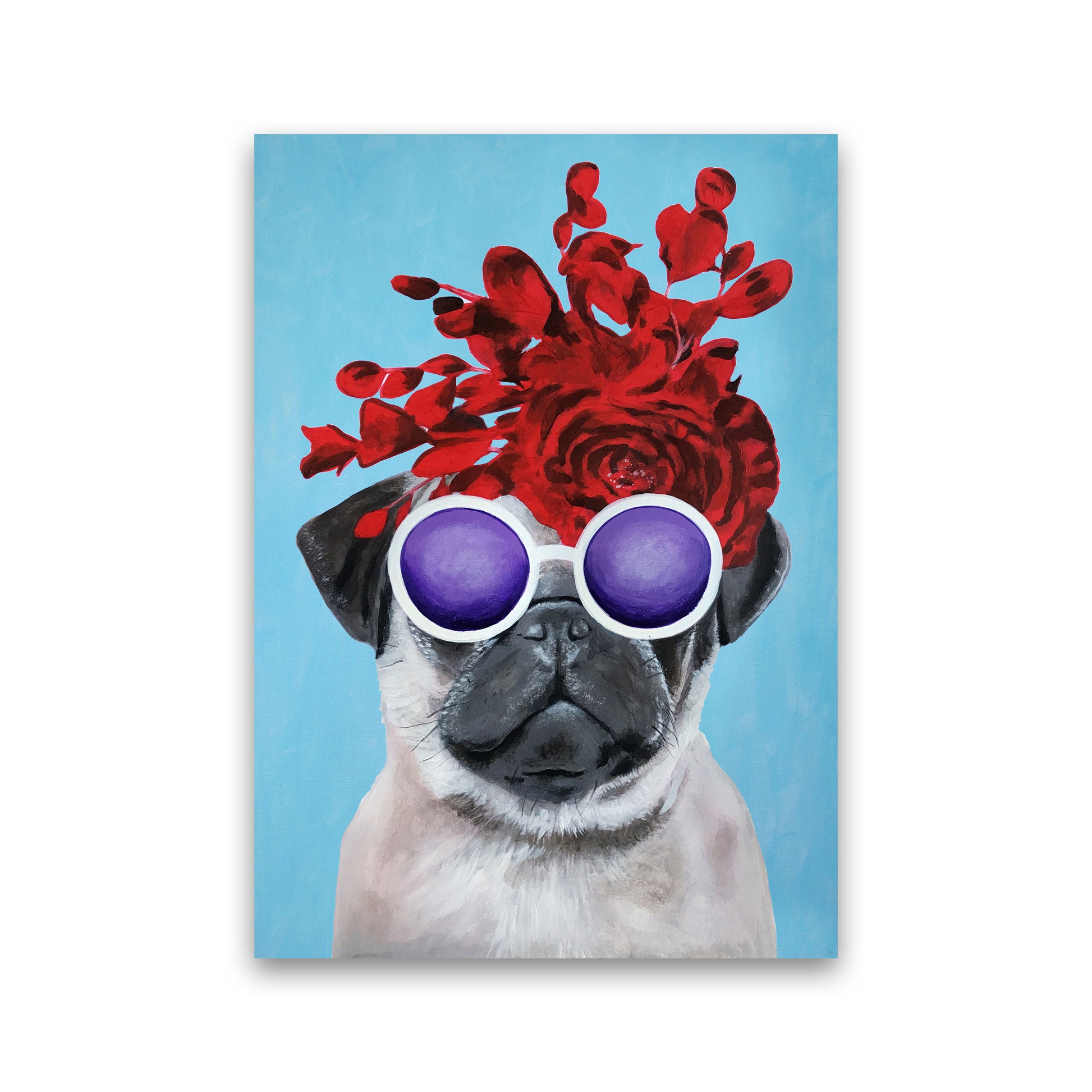 Fashion Pug Blue Art Print by Coco Deparis Print Only