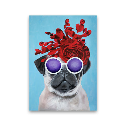 Fashion Pug Blue Art Print by Coco Deparis Print Only