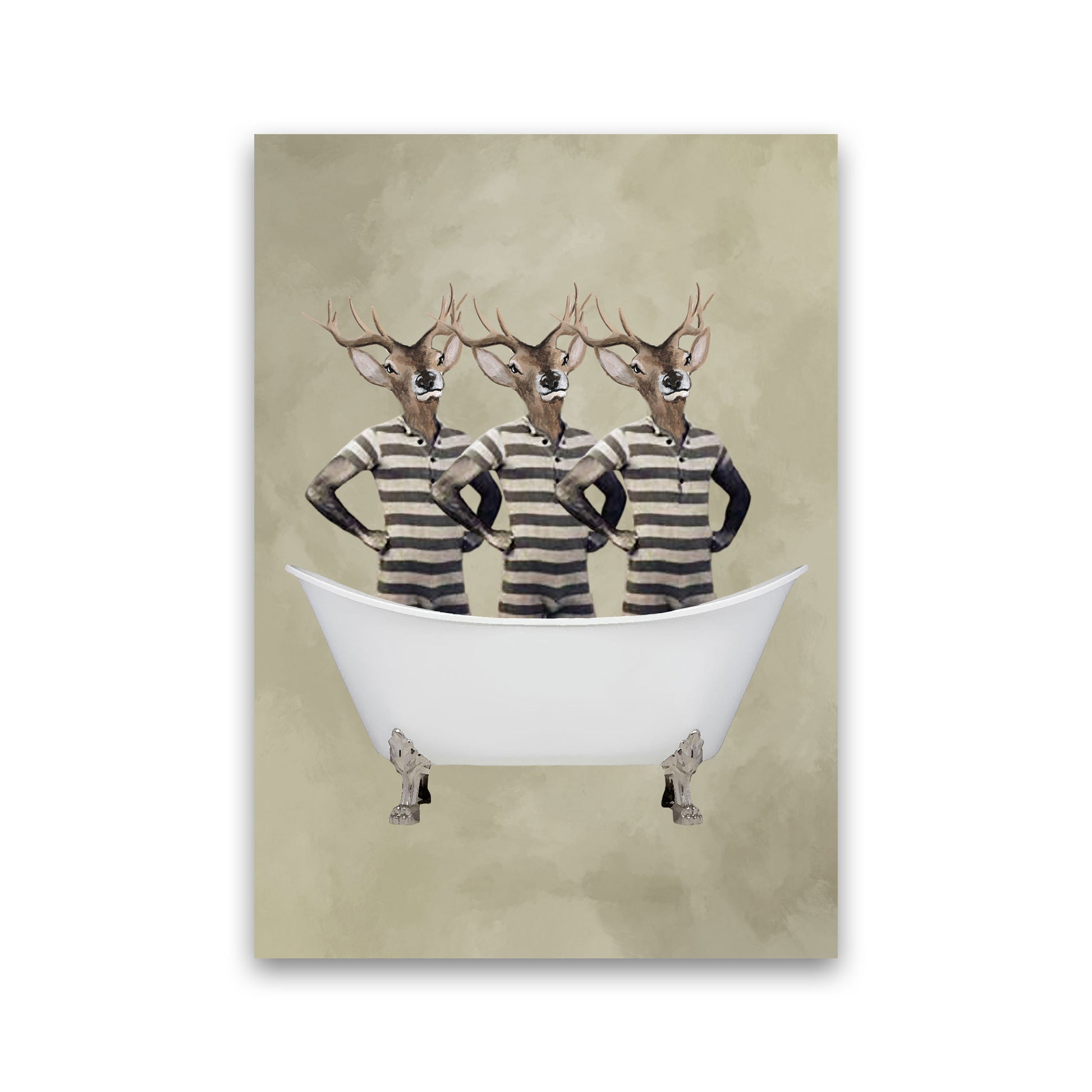 Deers In Bathtub Art Print by Coco Deparis Print Only