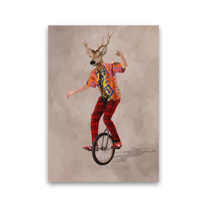 Deer On One Wheel Art Print by Coco Deparis Print Only