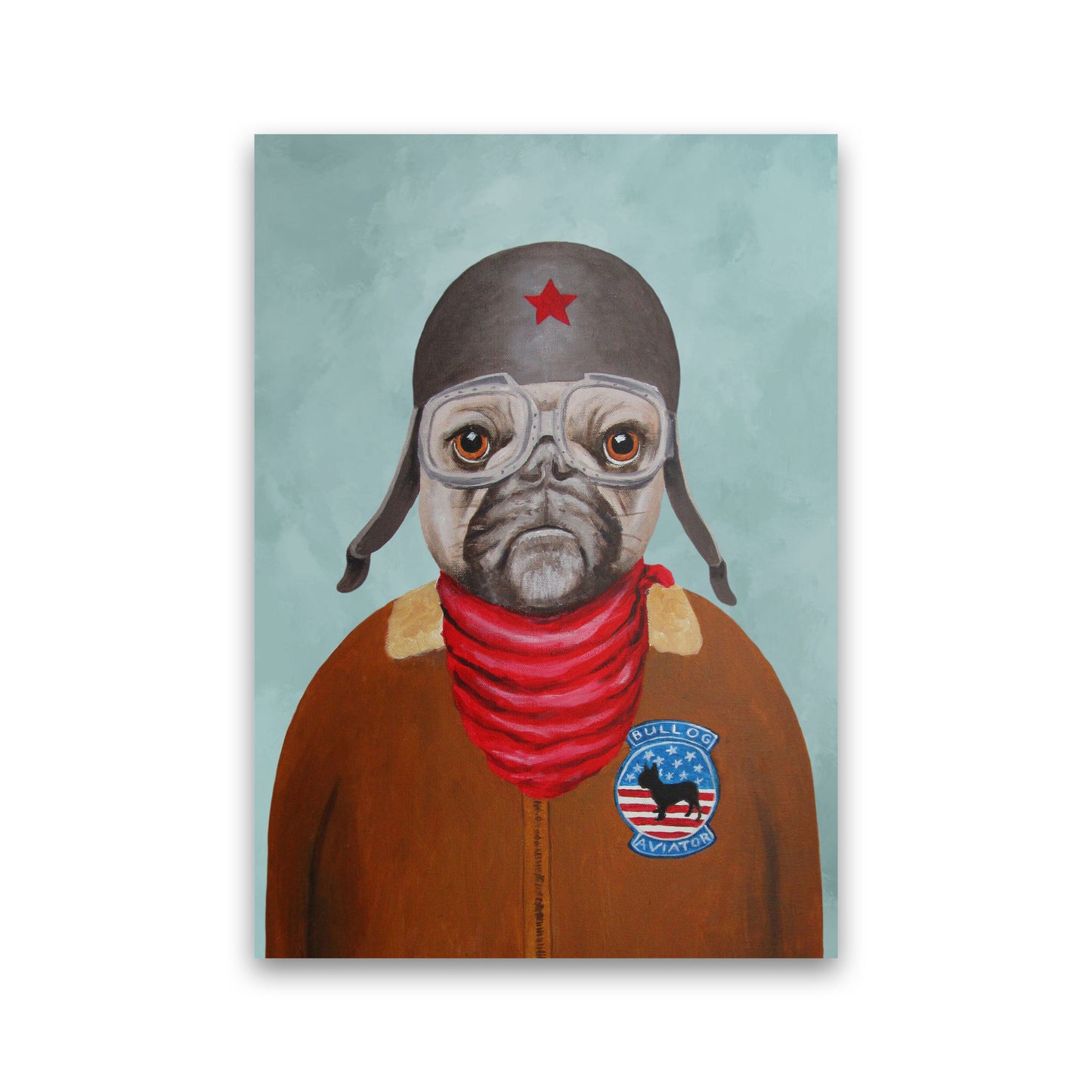Bulldog With Helmet Art Print by Coco Deparis Print Only