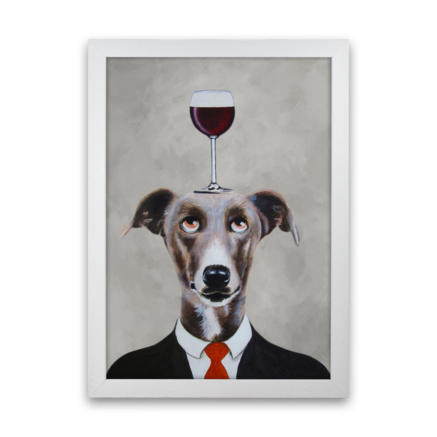 Greyhound With Wineglass Art Print by Coco Deparis White Grain